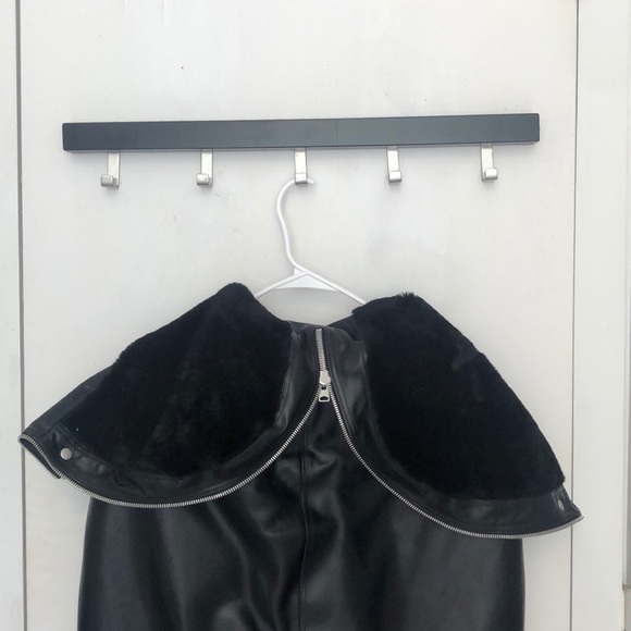 All Saints Black Leather Cape Coat - Picture 6 of 7